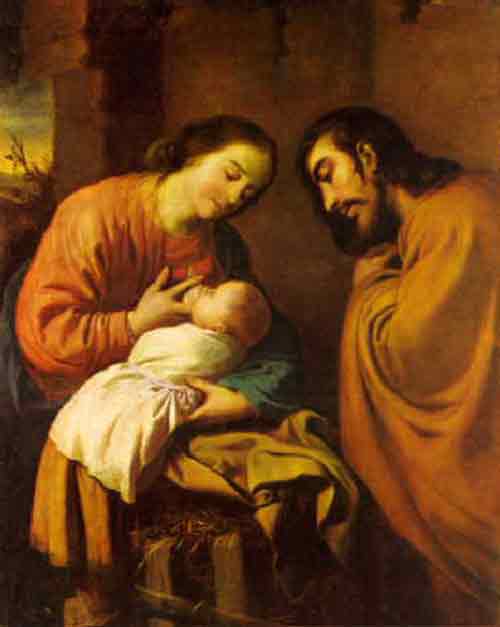 breastfeeding art - holy family, francisco de zurburah