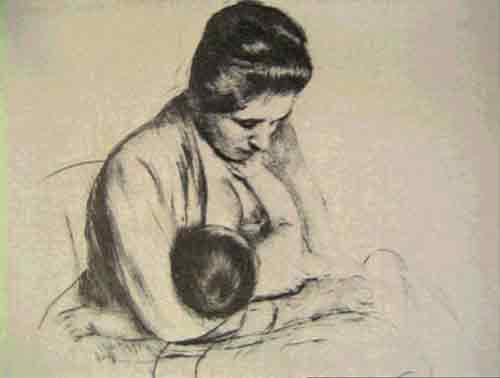 breastfeeding art - mother rose nursing her baby