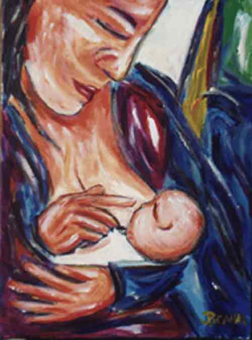 breastfeeding art - tender moment, john beahm
