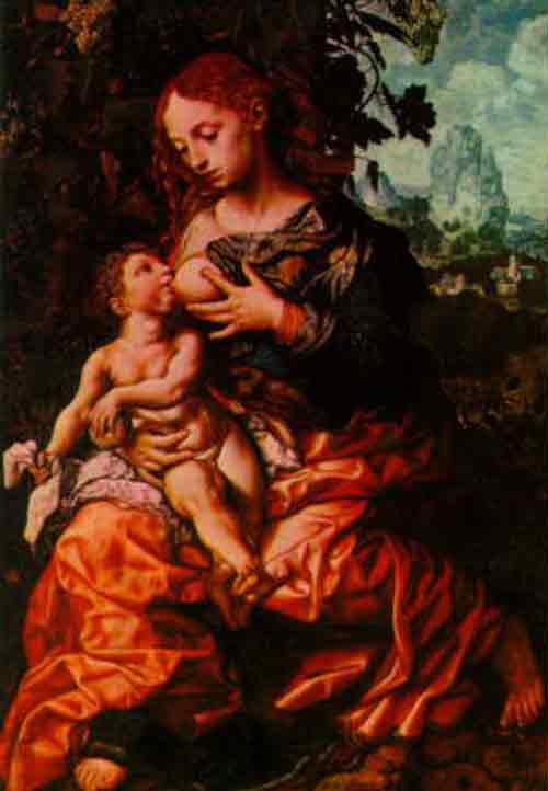 breastfeeding art - virgin and child, jan sanders van hemessen